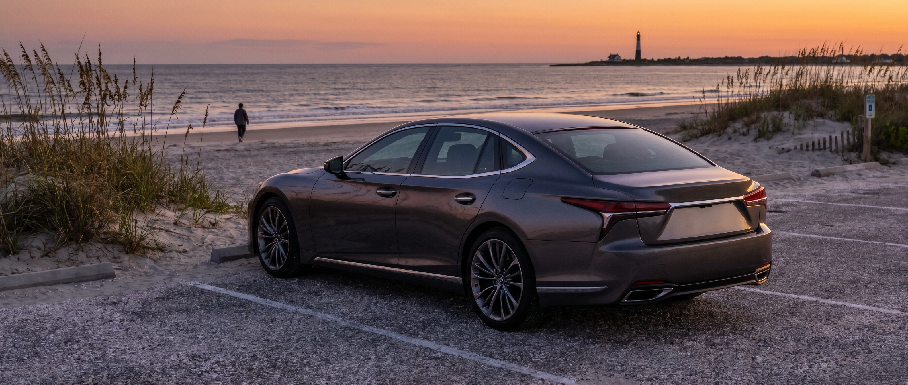 Mercedes-Benz E-Class on Tybee Island beach road trip from Duluth, GA